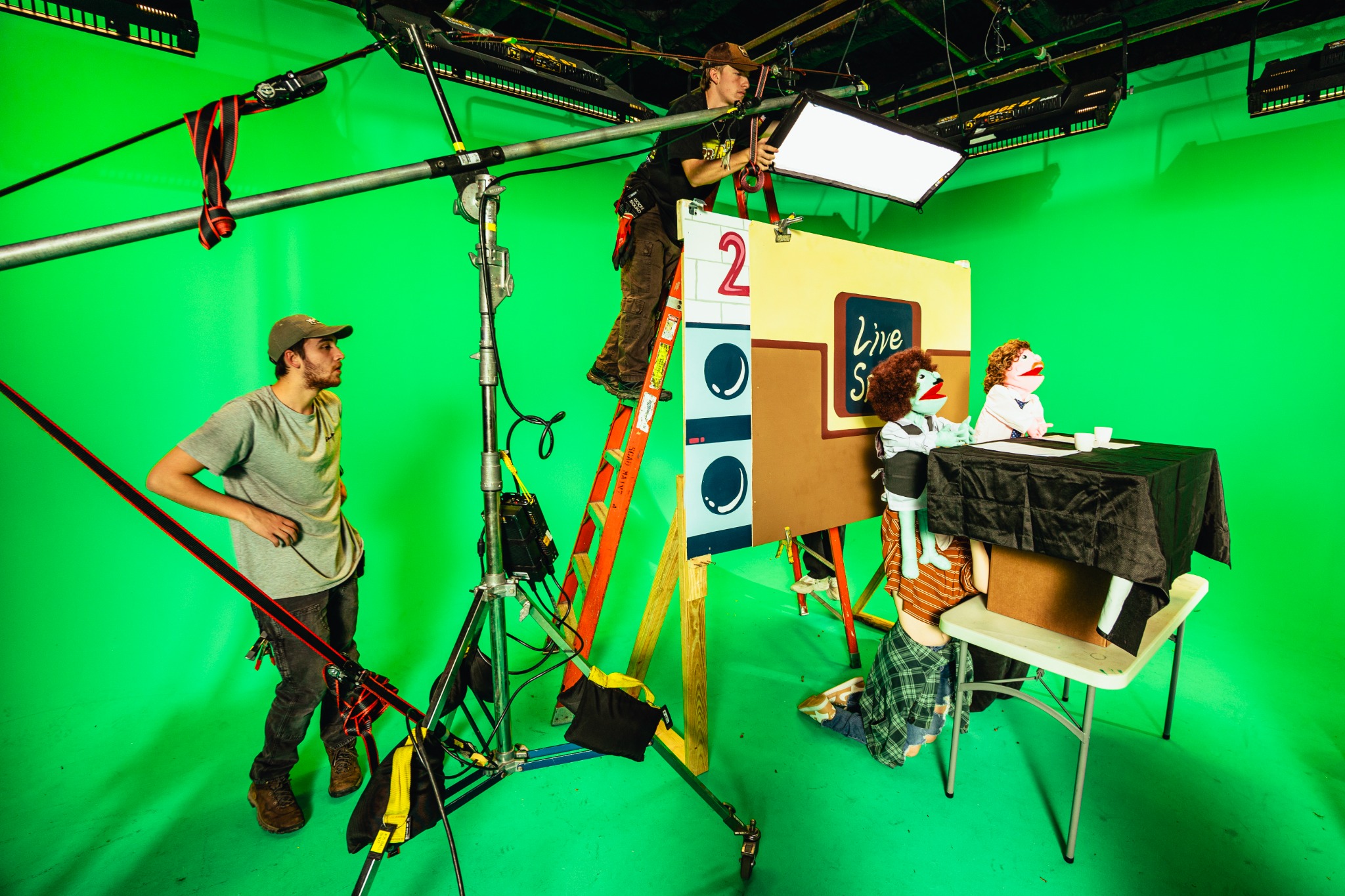 Behind the scenes live show set